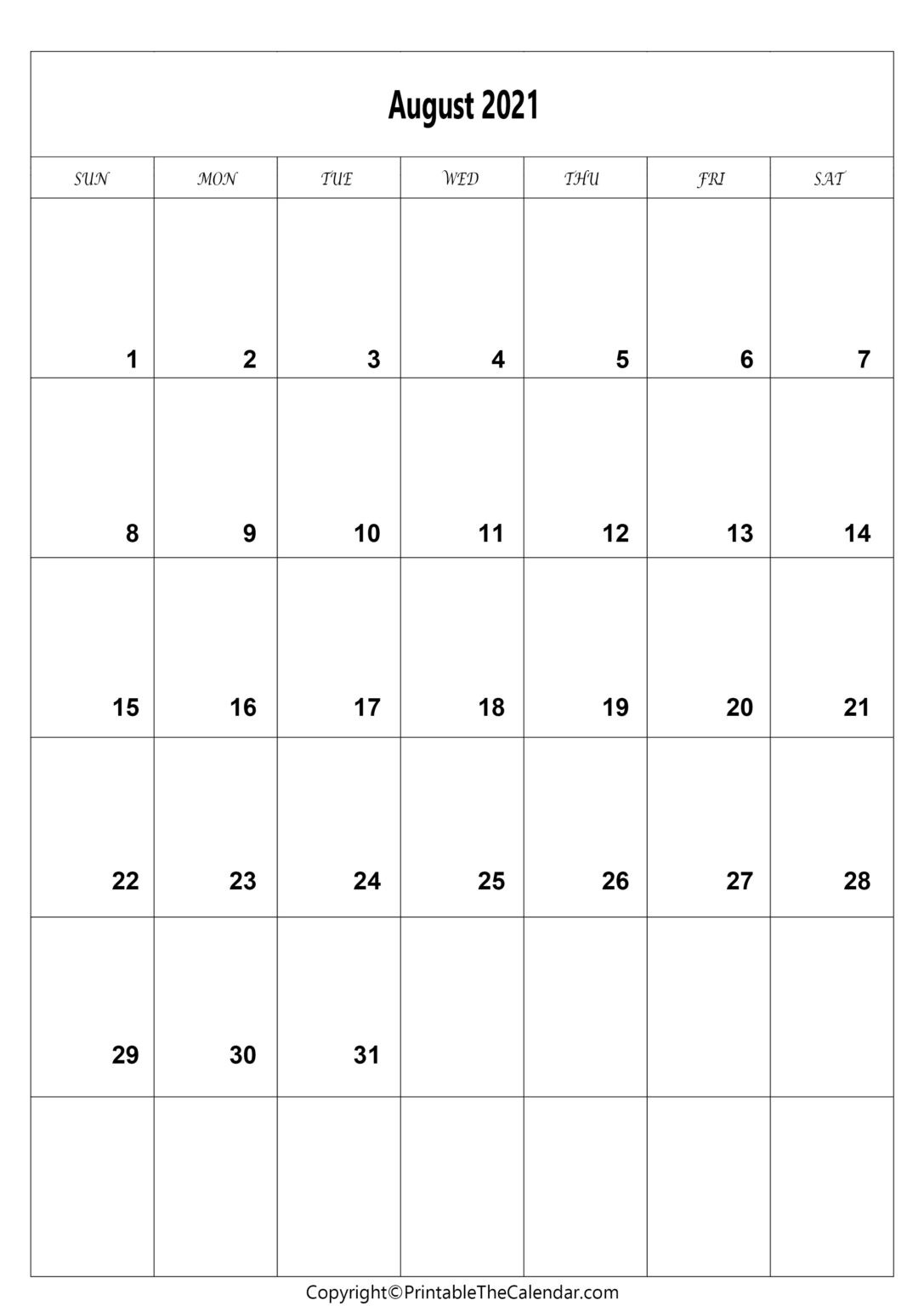 August 2021 Calendar A4 Size [Free Printable Template]-Hourly Aug 2021 Calendar