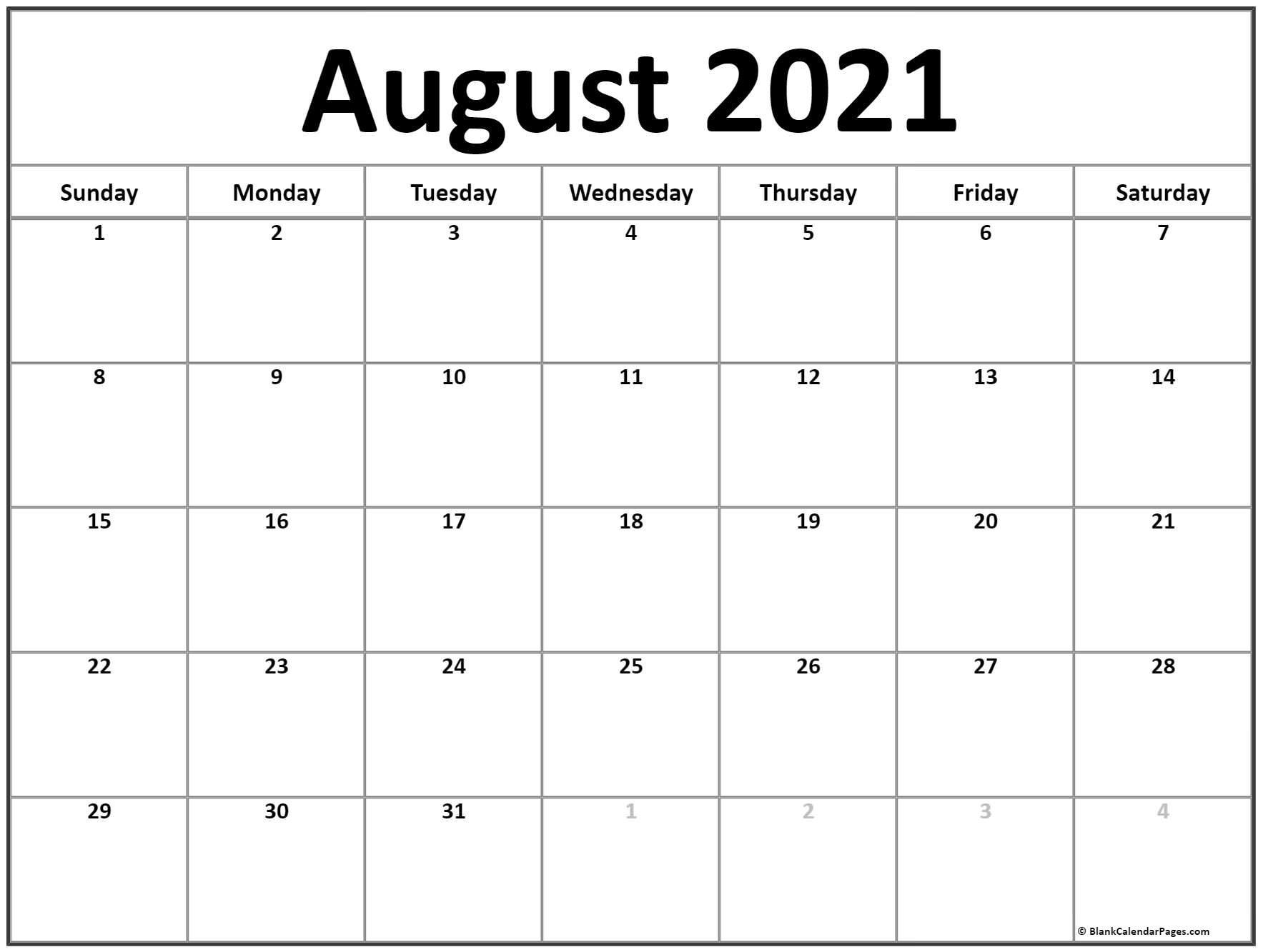 August 2021 Calendar | Free Printable Calendar Templates-Appointment Calendar For Month Of August 2021
