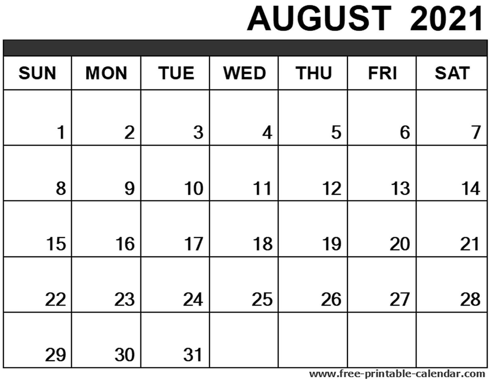 August 2021 Calendar Printable - Free-Printable-Calendar-Printable Calendar 2021 Monthly That Can Be Edited