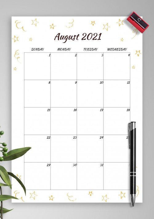 August 2021 Calendar Templates - Download Pdf-Free Two Page August 2021 Month