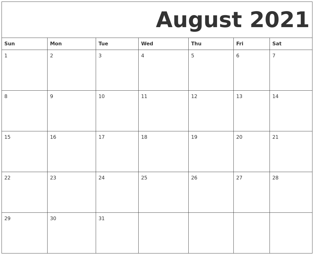 August 2021 Free Printable Calendar-Free Printable Calendar For August --December 2021