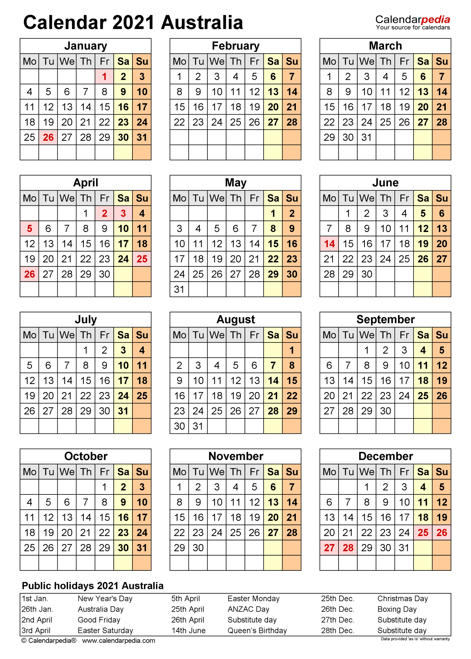 Aus Federal Holiday Calendar 2021 | Printable March-Employee Vacation Calendar Excel 2021