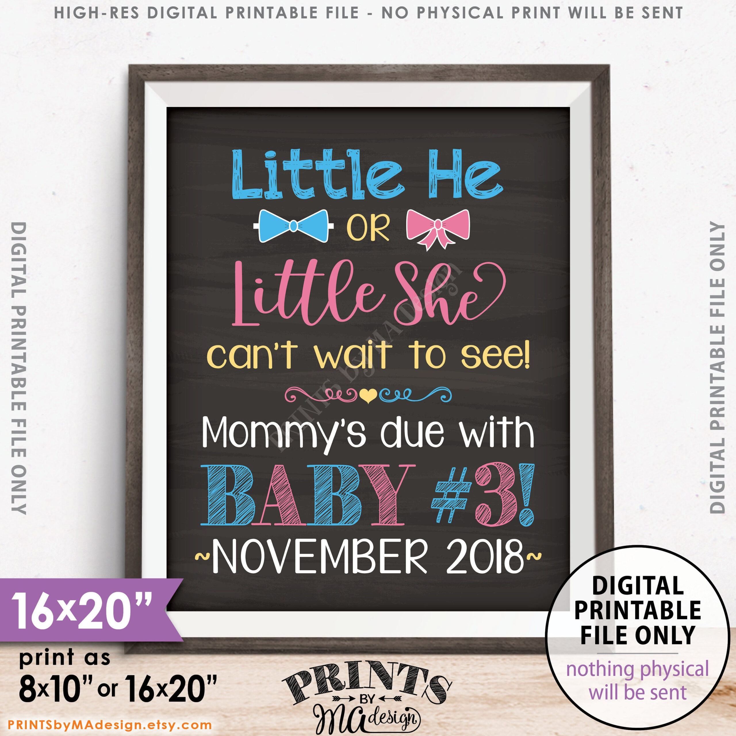 Baby #3 Pregnancy Announcement, Little He Or Little She-Egnancy Annoucemnent October 2021 Month