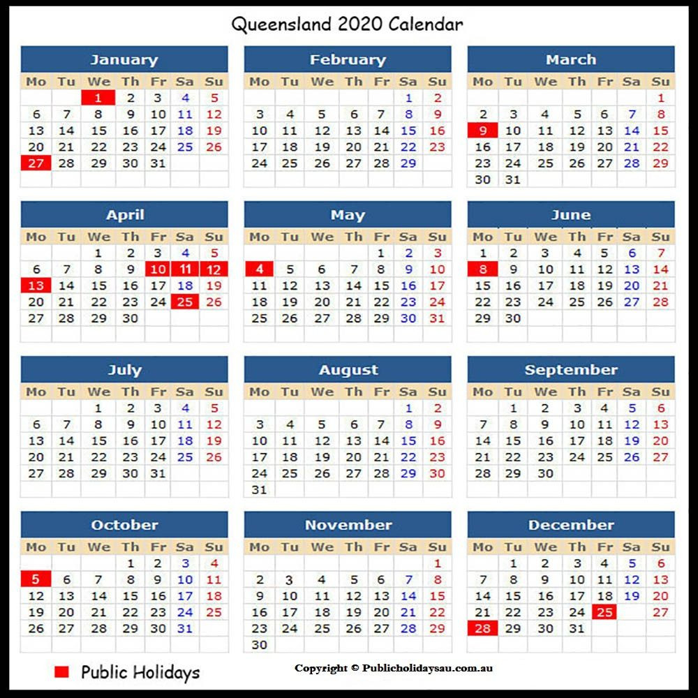 Best Free 2020 Public Holidays Qld | School Holiday-Qld School Calendar 2021