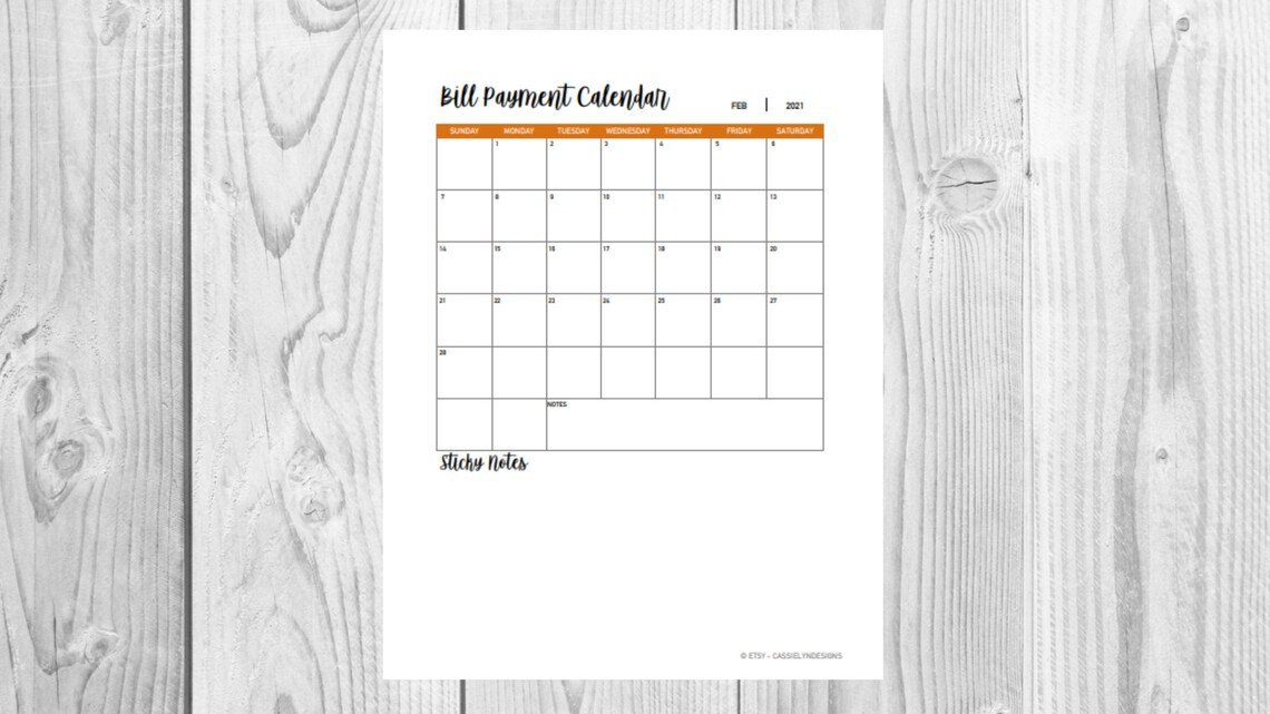 Bill Payment Calendar Template 2021 | Etsy-Bill Calendars 2021