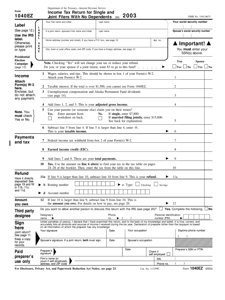 Blank 1040Ez Form - Fill Out And Sign Printable Pdf Template | Signnow-Blank 2021 1040 Form