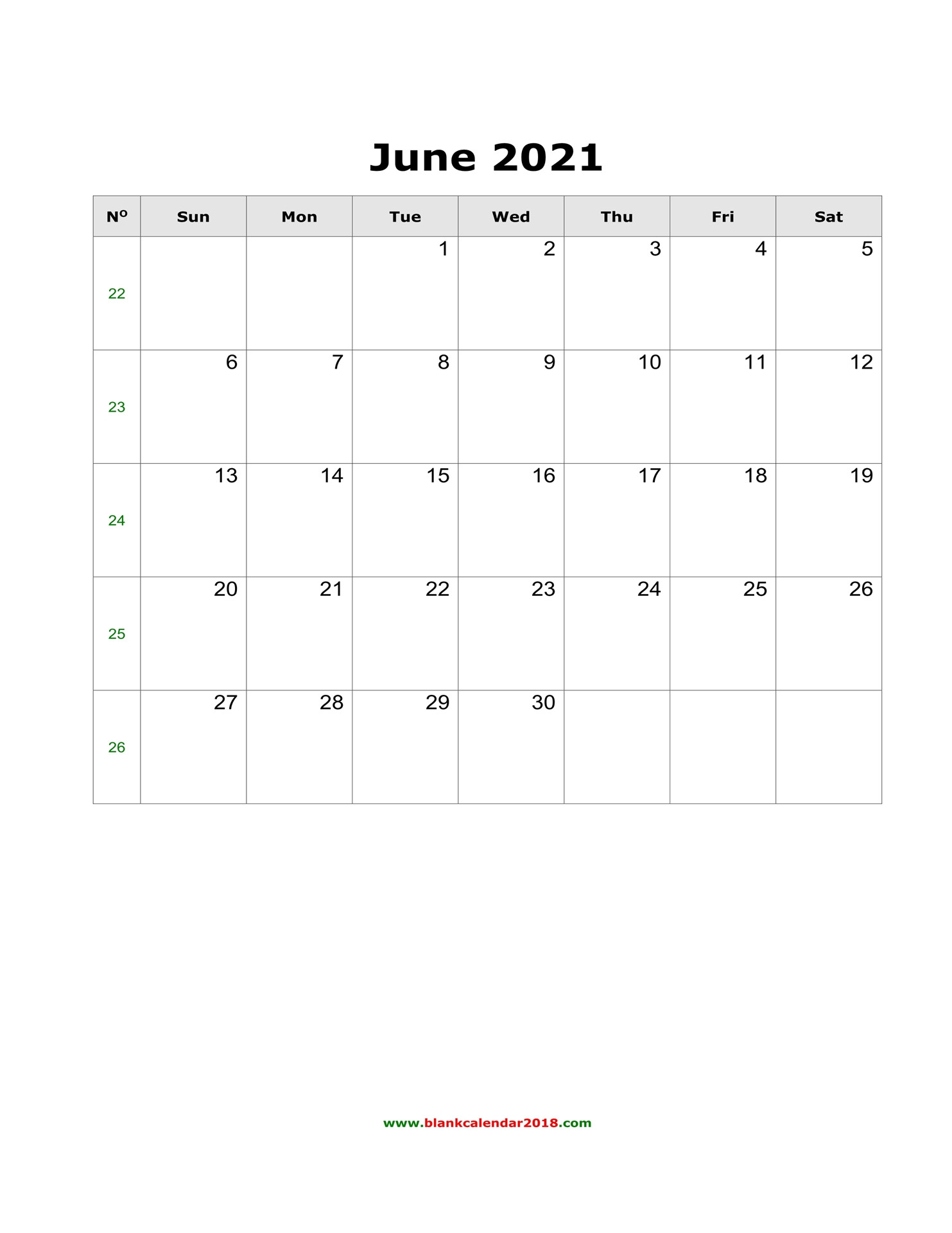 Blank Calendar June 2021 Portrait-June 2021 Calendar 4X6