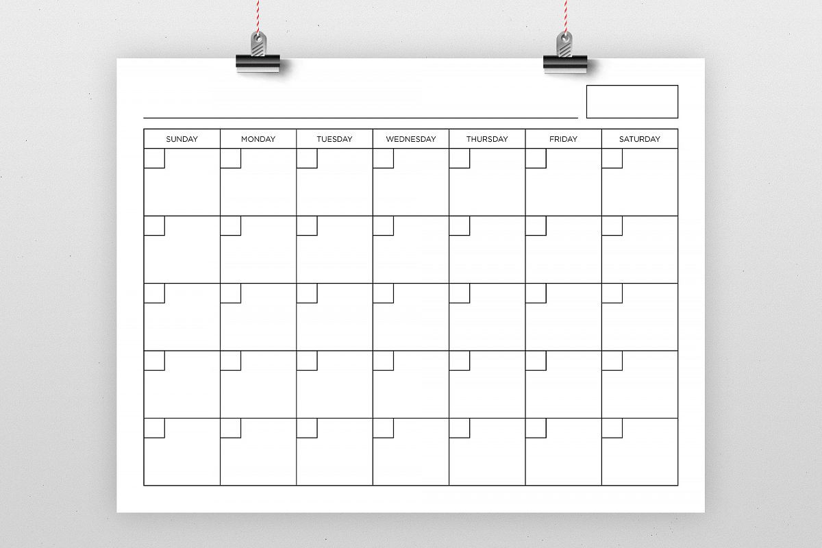 Blank Calendar Page Template Set-Free Printable Calendar Big Squares