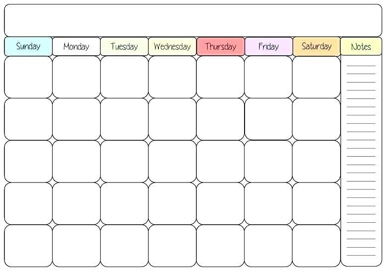 Blank Colorful Calendar Template Weekly - Free Printable-Free Printable Calendar Big Squares