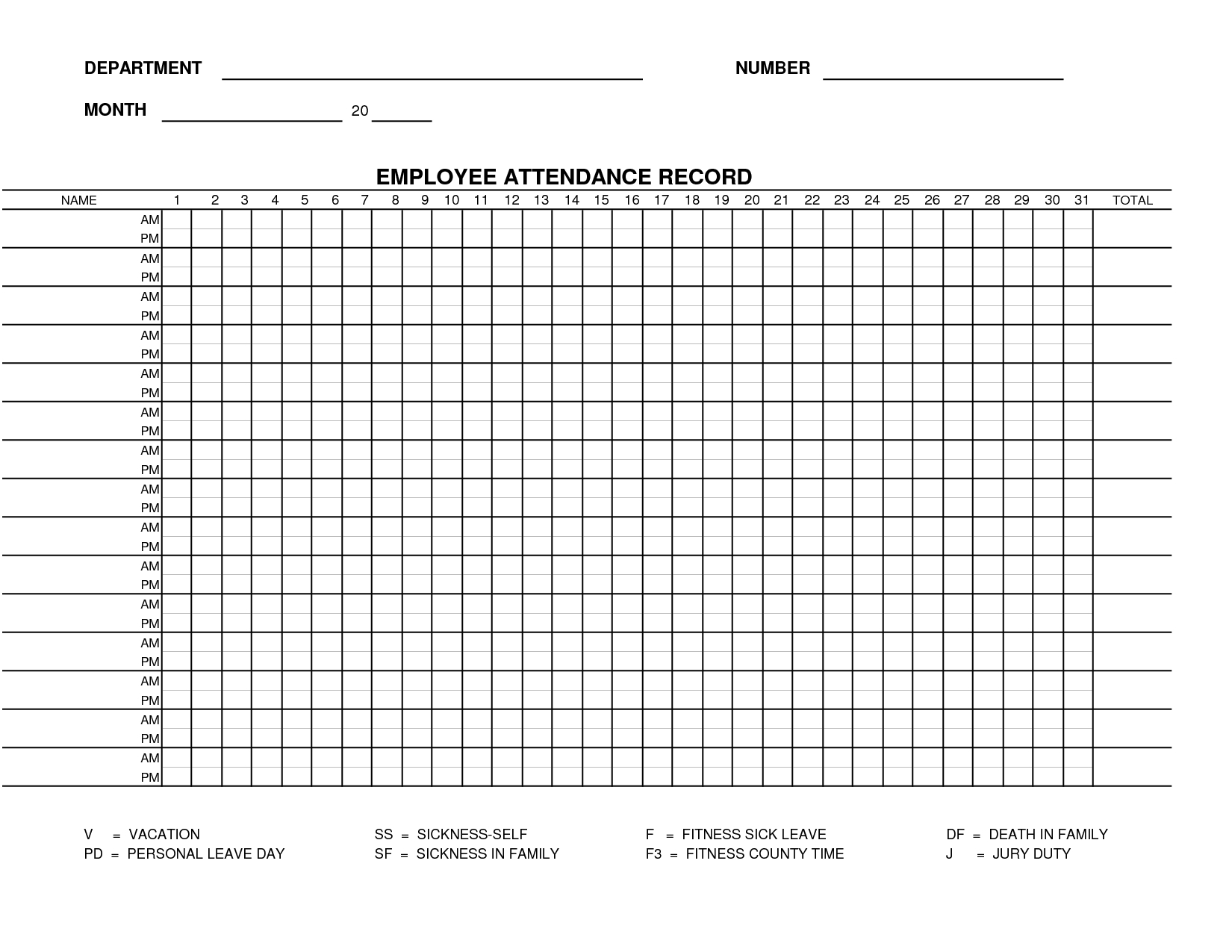 Blank Employee Attendance Record Template | Qualads-2021 Free Printable Employee Attendance Calendar