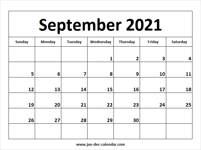 Blank Printable September Calendar 2021 Template Free-Monthly Wellness Calendar 2021