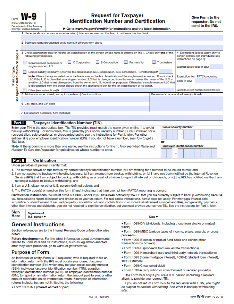 Blank Printable W9 Form For 2021 W 9 Form Printable - W9-Blank W-9 Form 2021 Printable