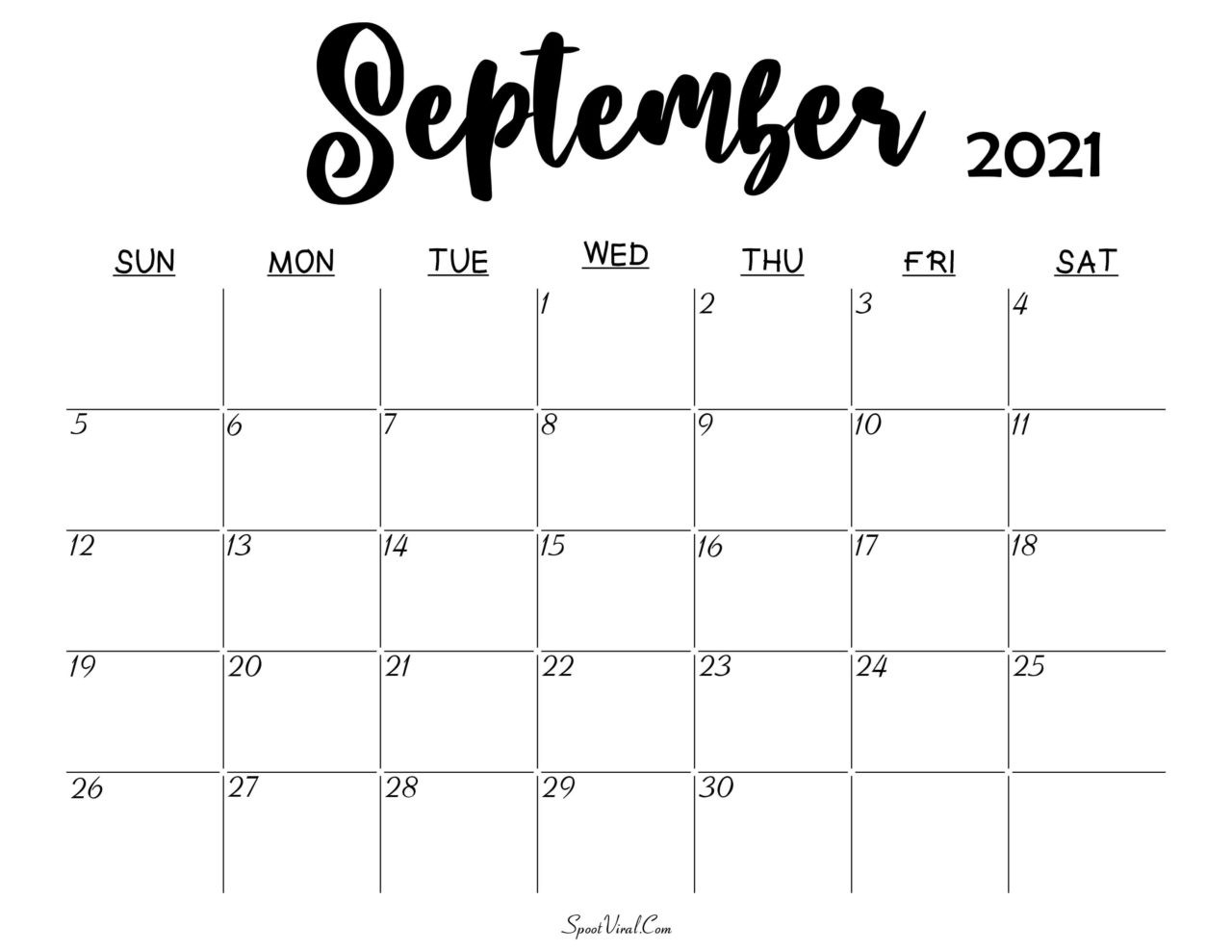 Blank September 2021 Calendar Printable - Latest Calendar-List Of Festivals 2021 To Print Out