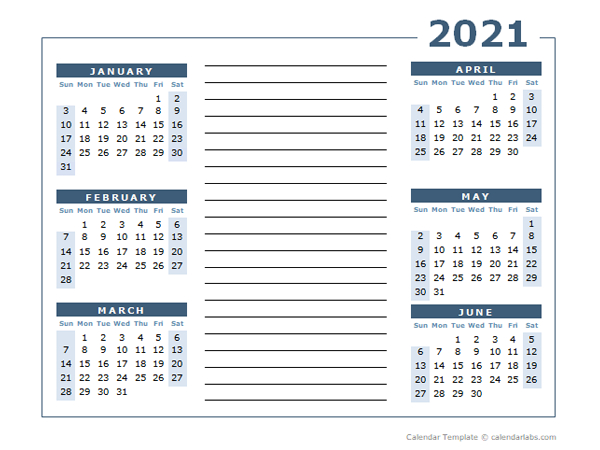 Blank Two Page Calendar Template For 2021 - Free Printable-2 Page 2021 Calendar Template Printable