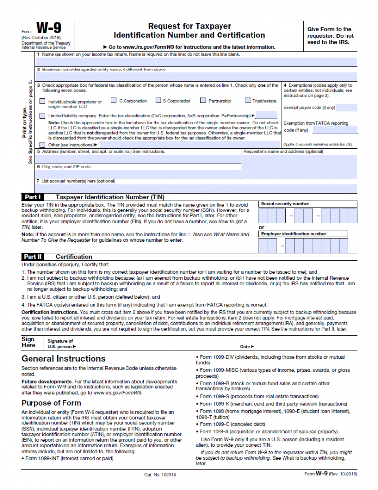 Blank W-9 Form 2021 - Blank W9 Form 2021-Blank W-9 2021