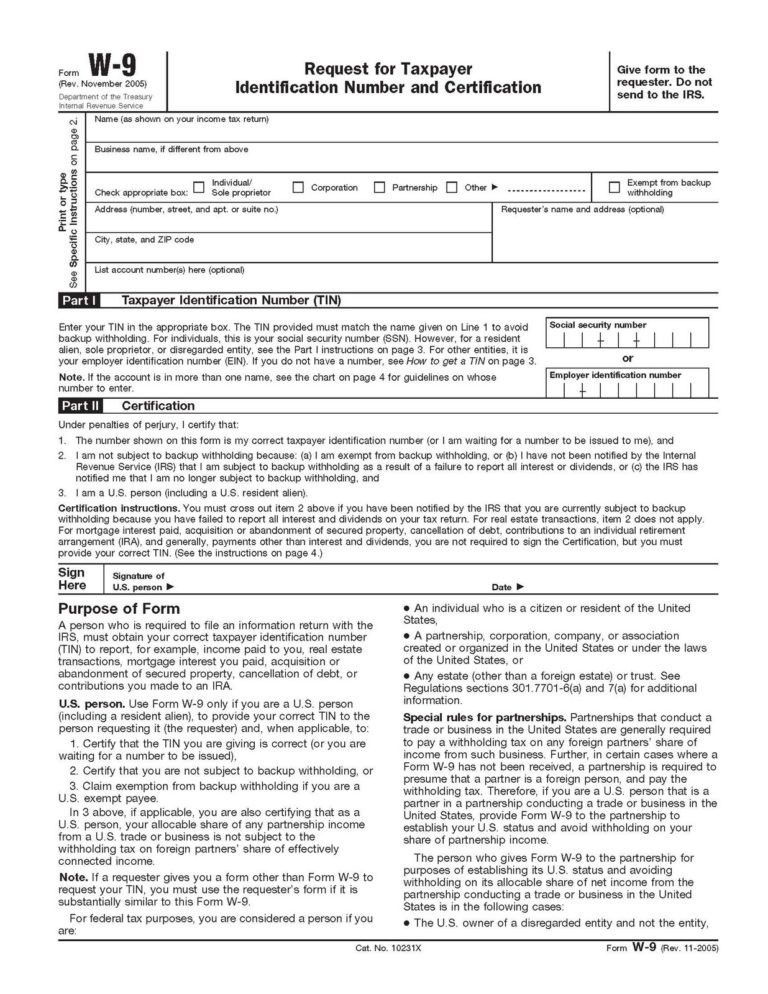 Blank W-9 Form Printable | W9 Form 2021 Printable-Blank W-9 2021