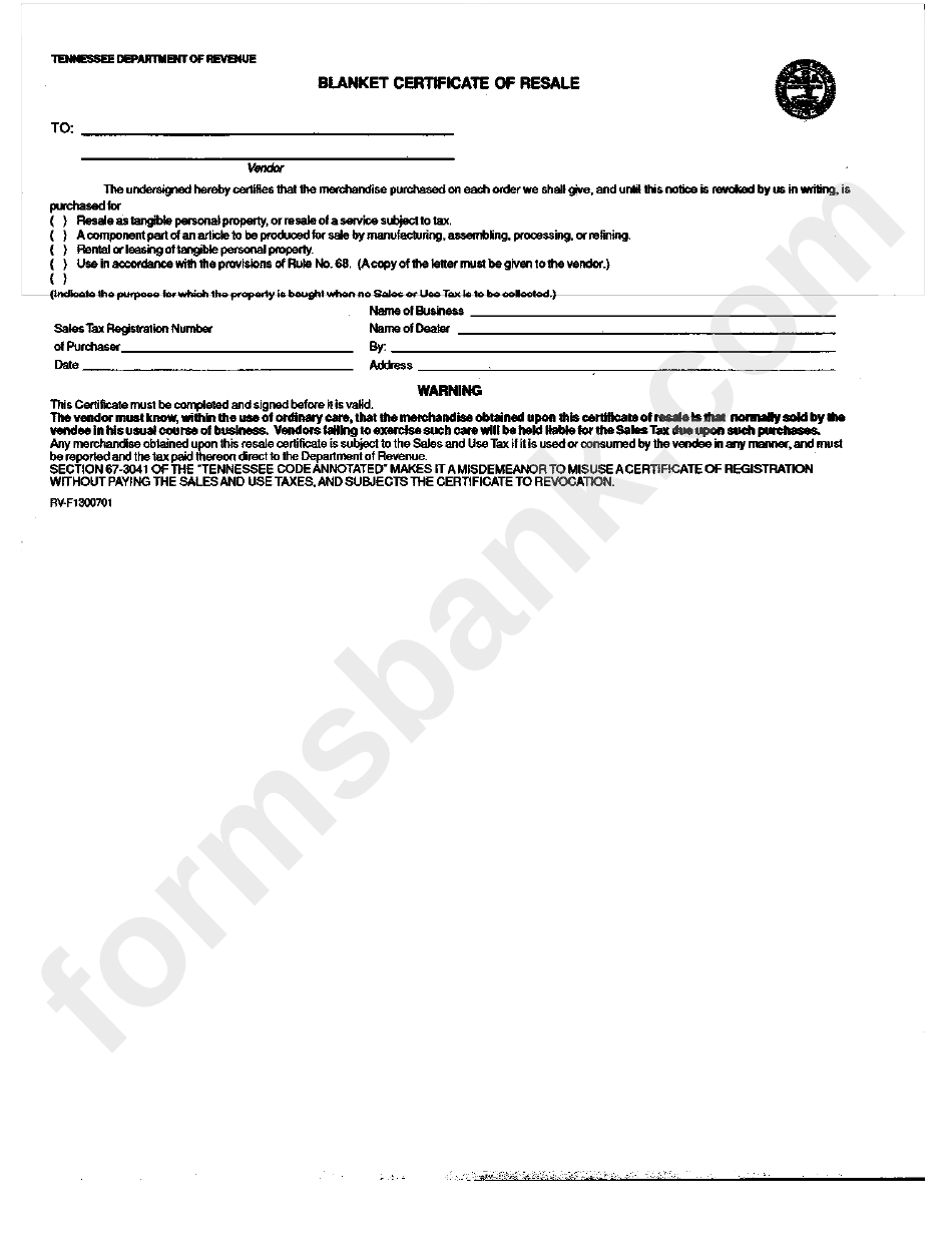 Blanket Certificate Of Resale Form Printable Pdf Download-Blank Il W 9 Form 2021 Printable