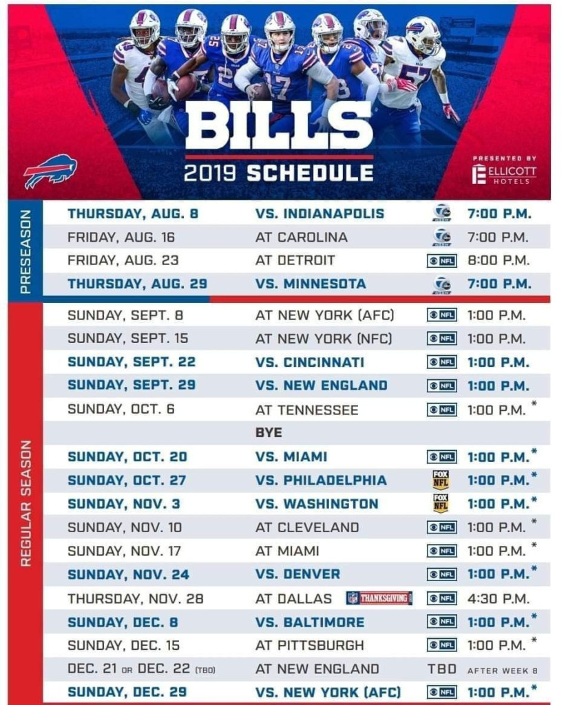 Buffalo Bills 2019 Printable Schedule Printall | Printable-Bill Calendars 2021