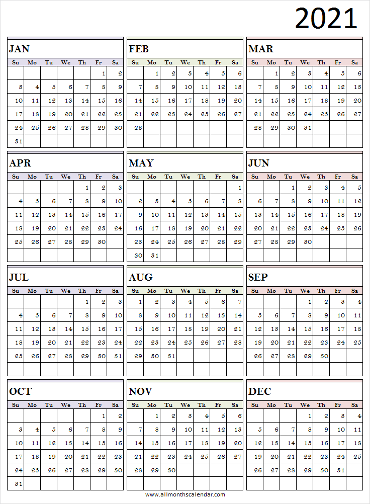 Calendar 2021 Excel Template - 2021 Calendar All Months-2021 Free Printable Absentee Calendars