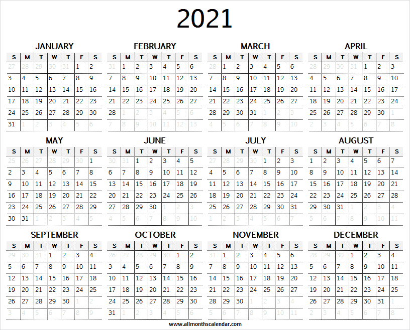 Calendar 2021 Excel Template - 2021 Calendar All Months-Free Online Printable 2021 Calendar 12 Month