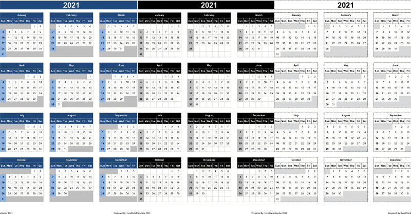 Calendar 2021 Excel Templates, Printable Pdfs &amp; Images-Excel Template 2021 Vacation