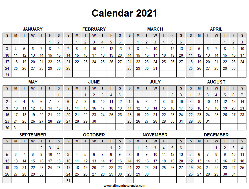 Calendar 2021 Full Year Free - Free Printable Calendar-2021 Leave Calendar Template