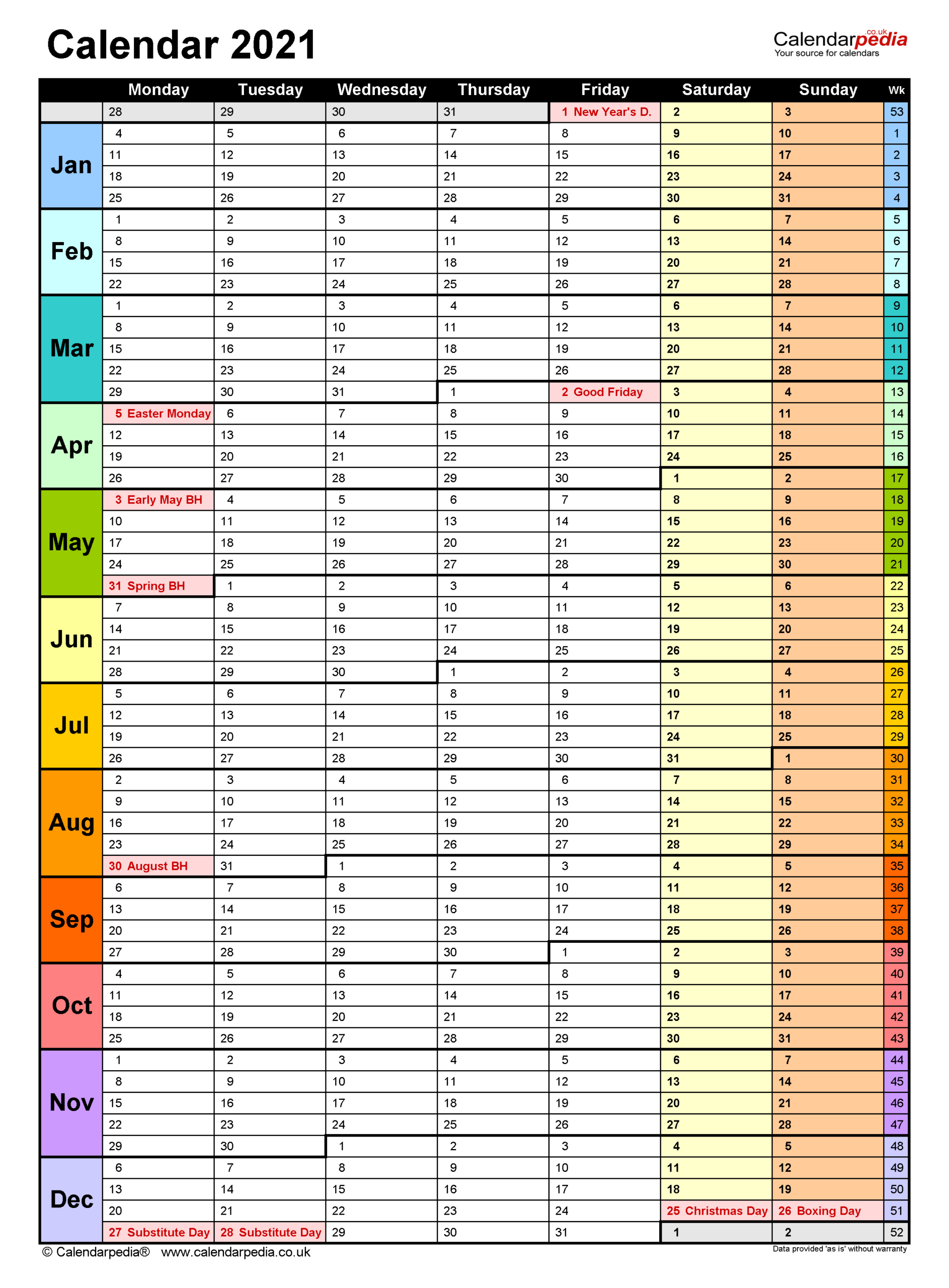 Calendar 2021 (Uk) - Free Printable Microsoft Word Templates-Microsoft Word 2021 Yearly Calendar