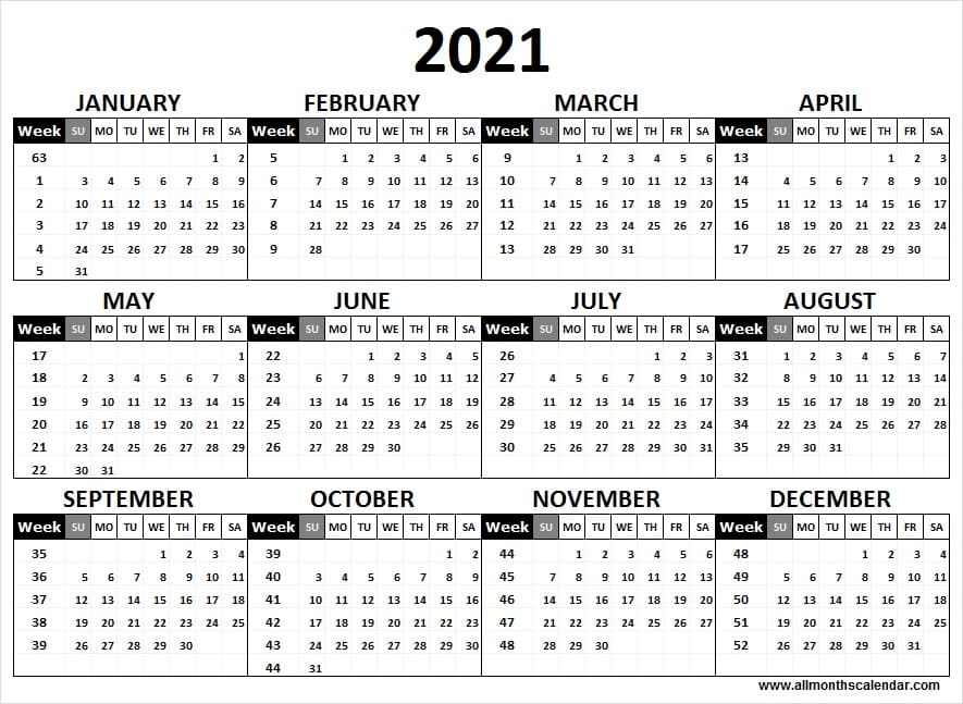 Calendar 2021 Week Wise - Full Year Calendar 2021 Year In-Excel Calendar With Week Numbers 2021