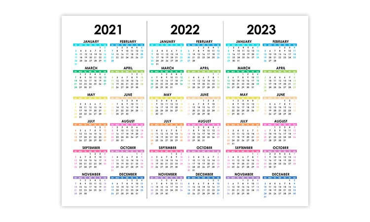 Calendar For 2021, 2022, 2023 - Free-Calendar.su-Three Year Printable Calendar 2021 To 2023