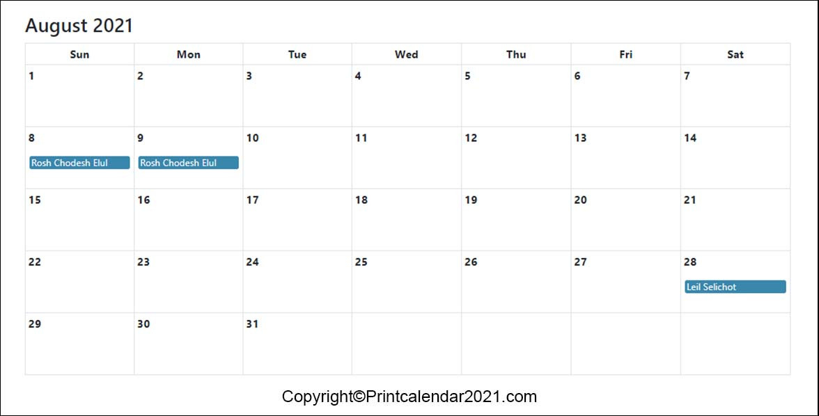 Calendar For 2021 With Holidays And Ramadan : 2021 Ramadan-Hebrew And Calendars 2021-2021