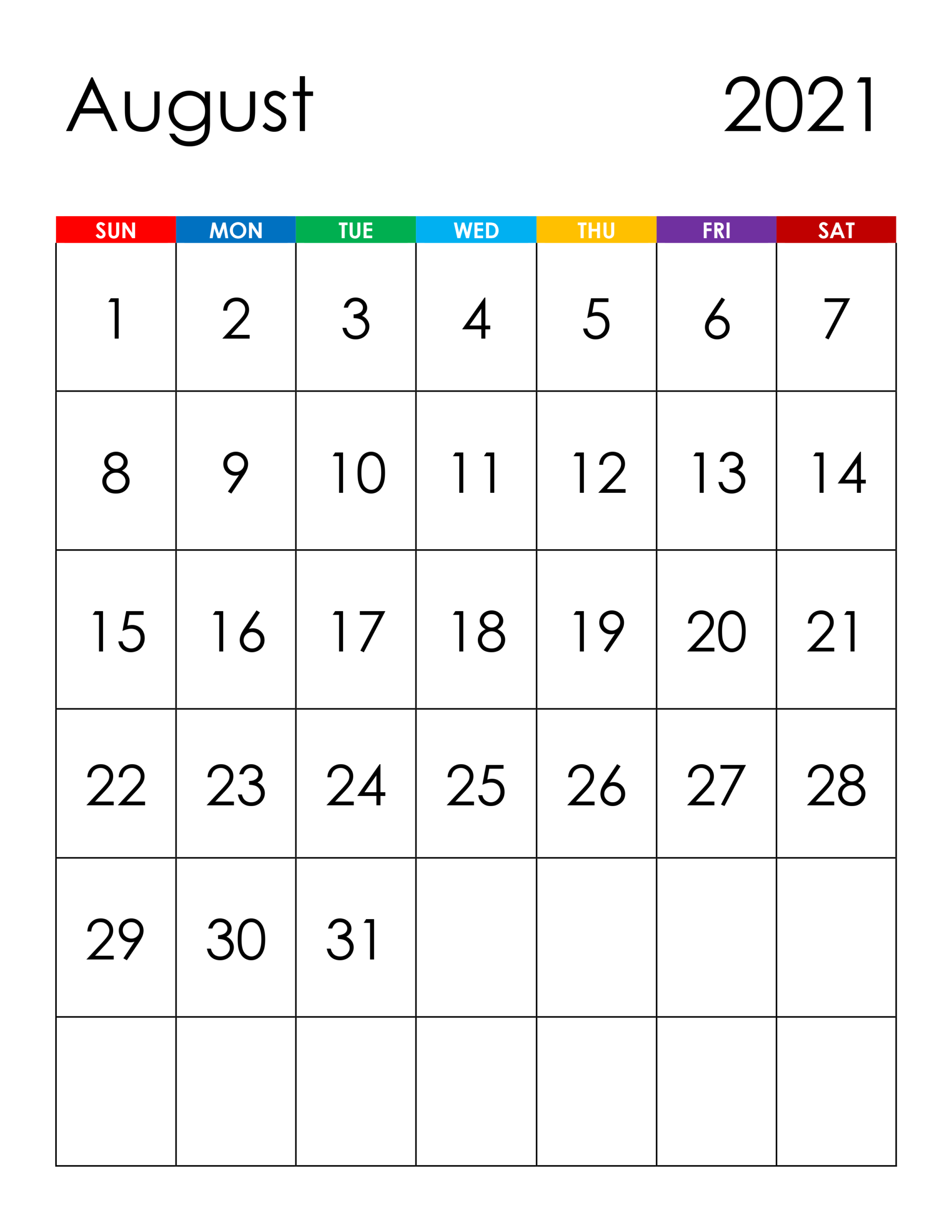 Calendar For August 2021 - Free-Calendar.su-Due Date Of August 01 2021 Weekly Calendar
