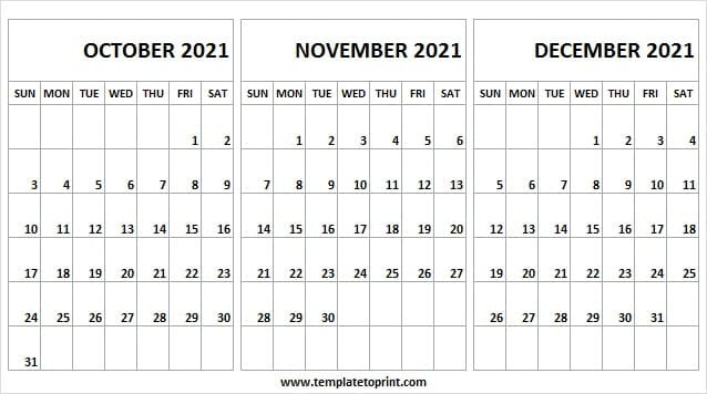 Calendar October To December 2021 Template | 2021-2021 Calendar For August Through December