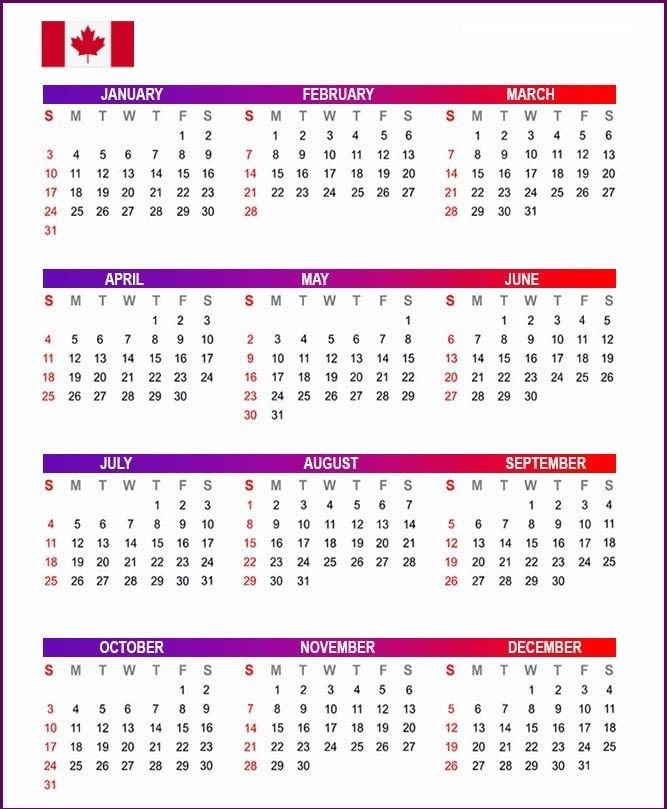 Canada 2021 Calendar Featuring All 12 Months | Holiday-2021 Excel Vacation Schedule Calendar