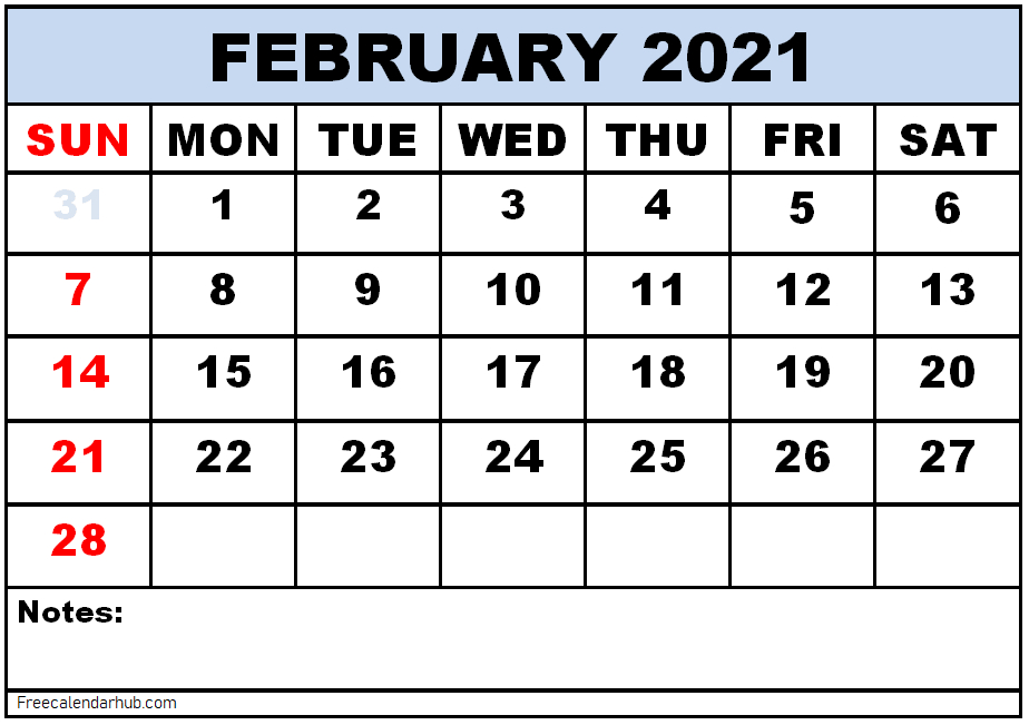 Charming Free February 2021 Calendar Printable In Pdf-February Calendar 2021
