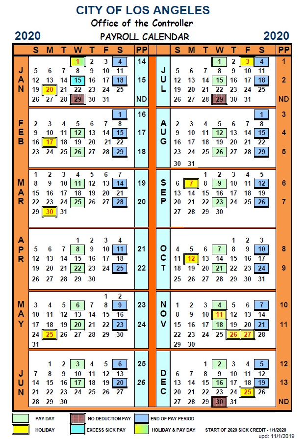 City Of Los Angeles Payroll Calendar 2021 | Payroll Calendar-Employee Vacation Calendar 2021