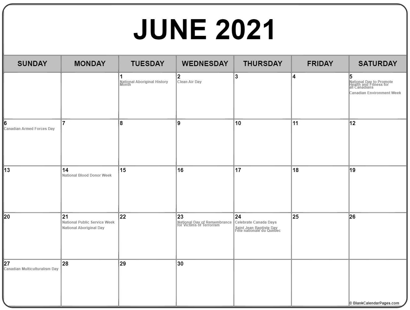 Collection Of June 2021 Calendars With Holidays-Blank June Monthly Calendar Printable 2021 8X10