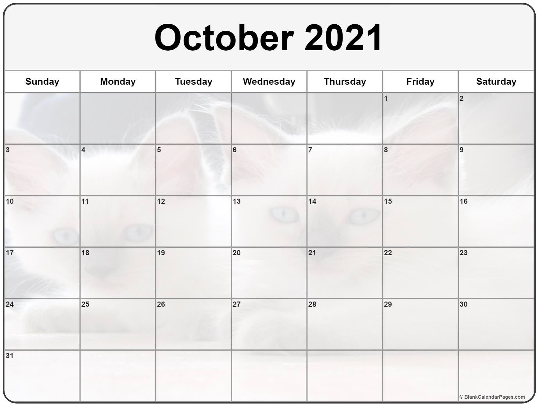 Collection Of October 2021 Photo Calendars With Image Filters.-Calendar 2021 October