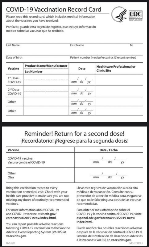 Covid-19 Vaccination Record Card - Freedoms Phoenix-Blank Il W 9 Form 2021 Printable