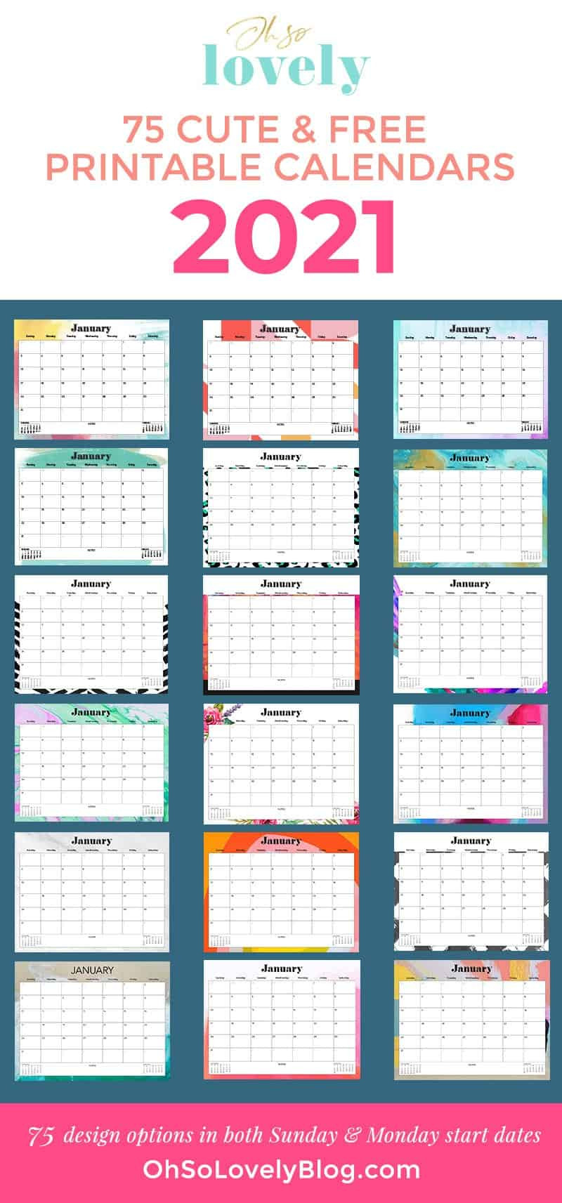 Cute 2021 Printable Blank Calendars : Custom Editable 2021-Free Monthly Calendar 2021