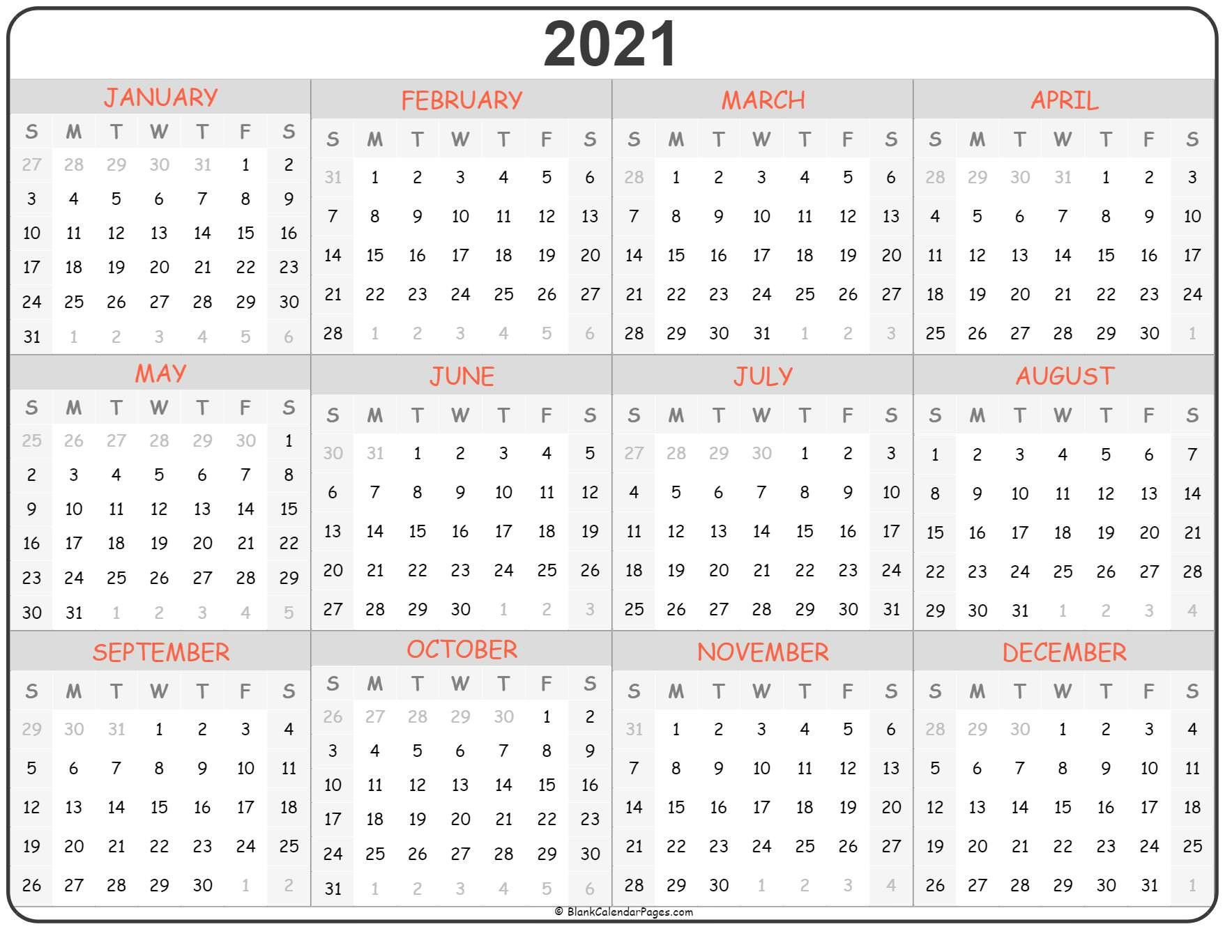 Cute 2021 Printable Blank Calendars : Cute 2021 Printable-Blank 2021 Calendar Printable Free