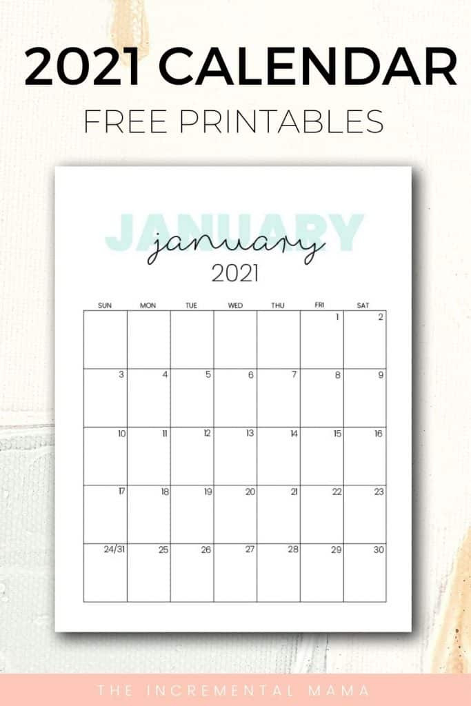 Cute 2021 Printable Calendar (12 Free Printables)-Printable Monthly Planners For 2021