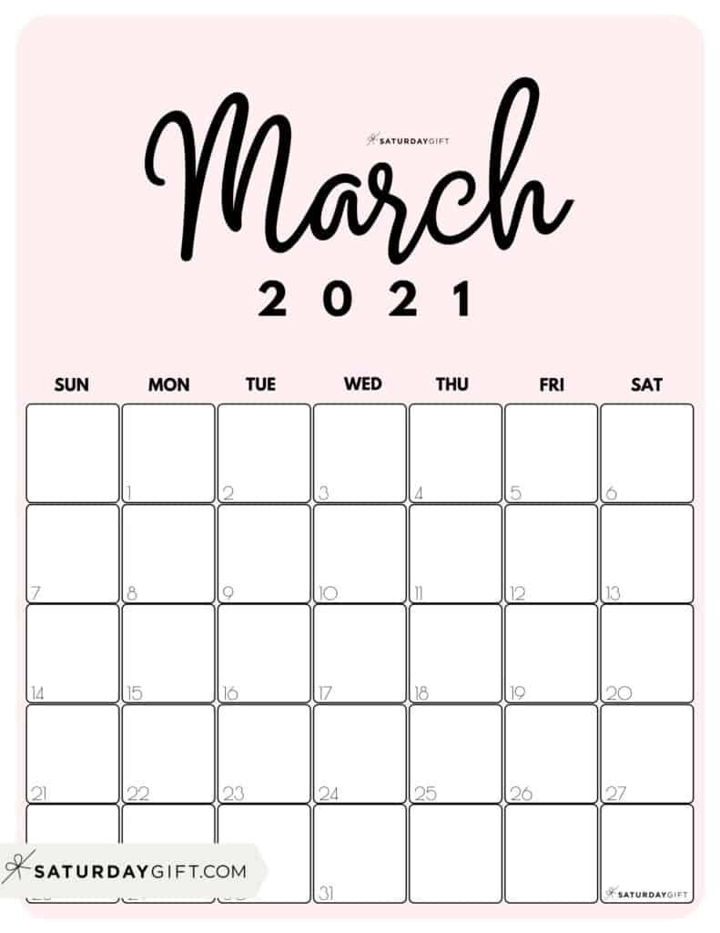 Cute 2021 Printable Calendar-Blank Monthly Calendar Printable 2021