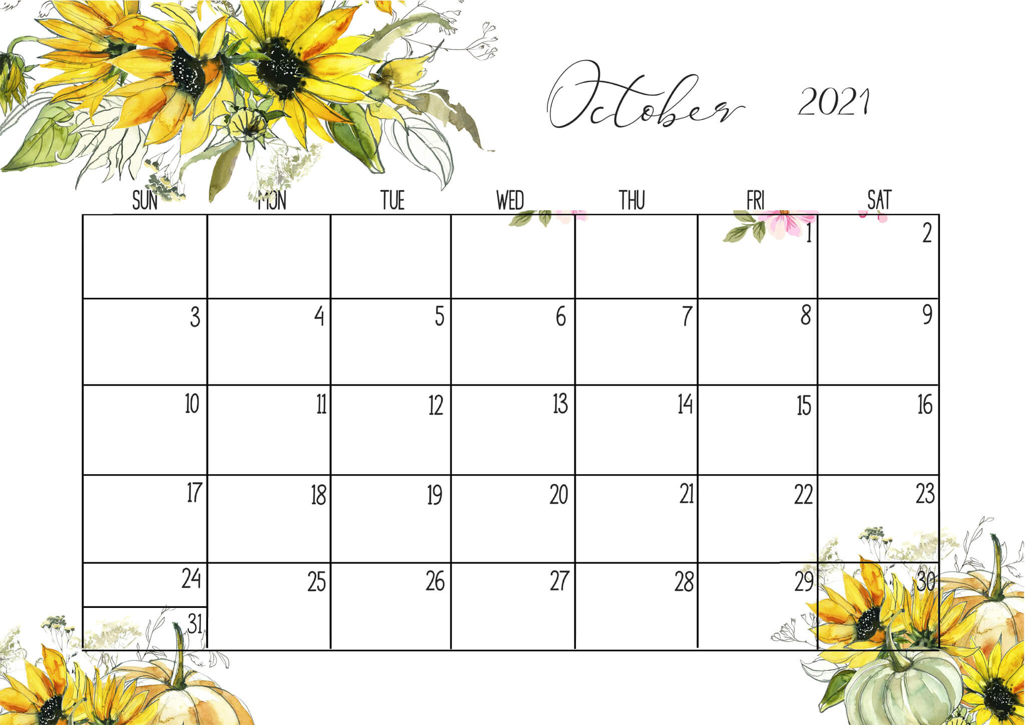 Cute October 2021 Calendar Desk &amp; Wall - Time Management-Calendar 2021 October