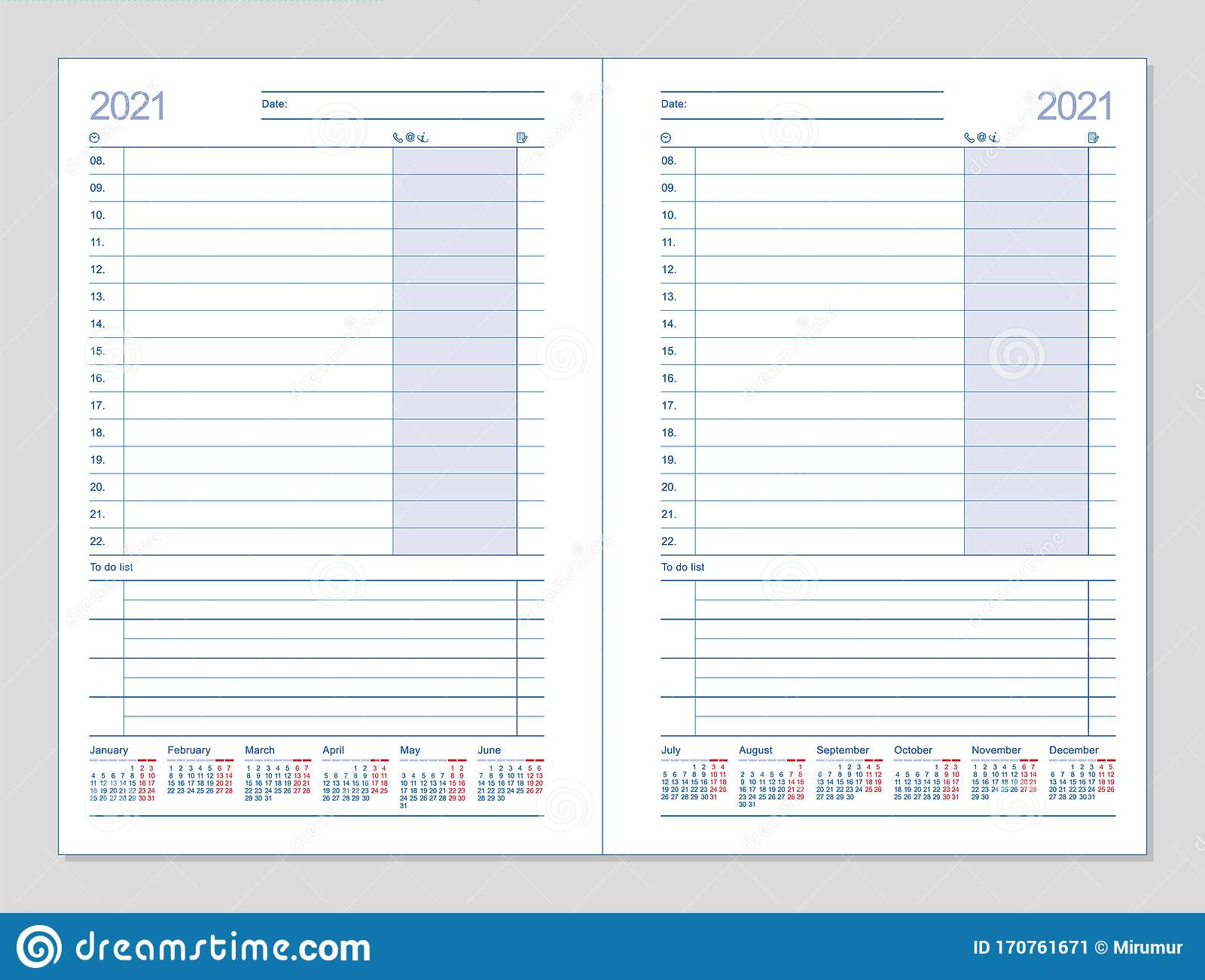 Datebook 2021. Diary 2021. Daily Planner 2021 Stock Vector-Form W 9 2021 Print