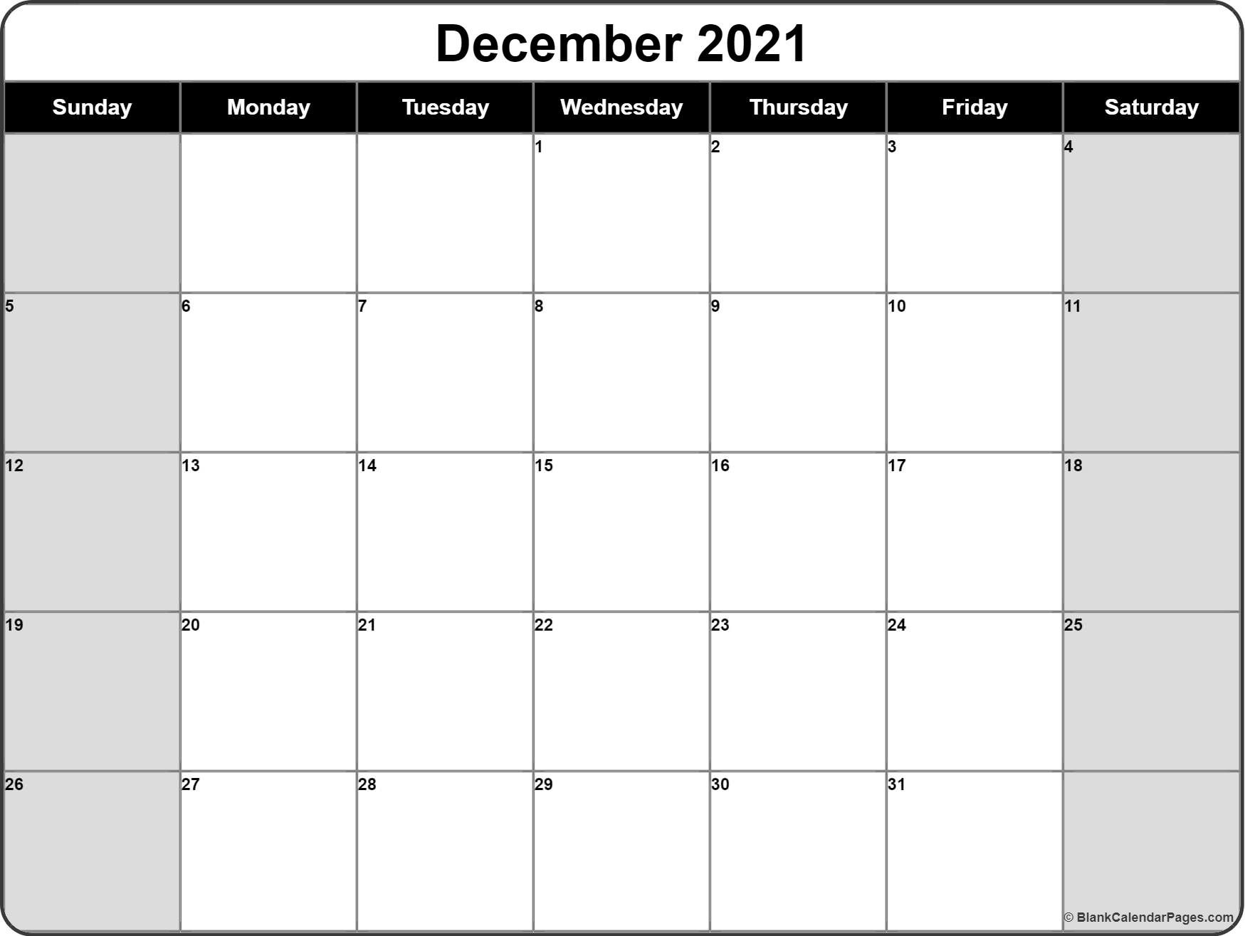 December 2021 Calendar | Free Printable Calendar Templates-Blank Calendar 2021 Printable Monthly