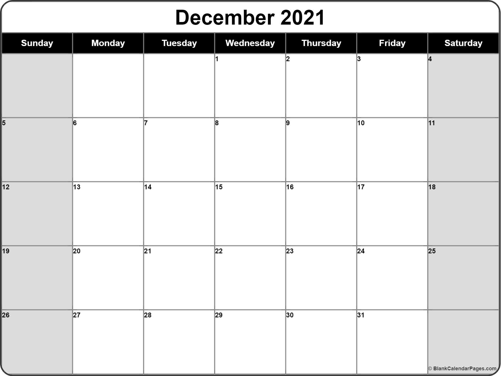 December 2021 Calendar | Free Printable Calendar Templates-Printable Bill Calendar 2021 Monthly