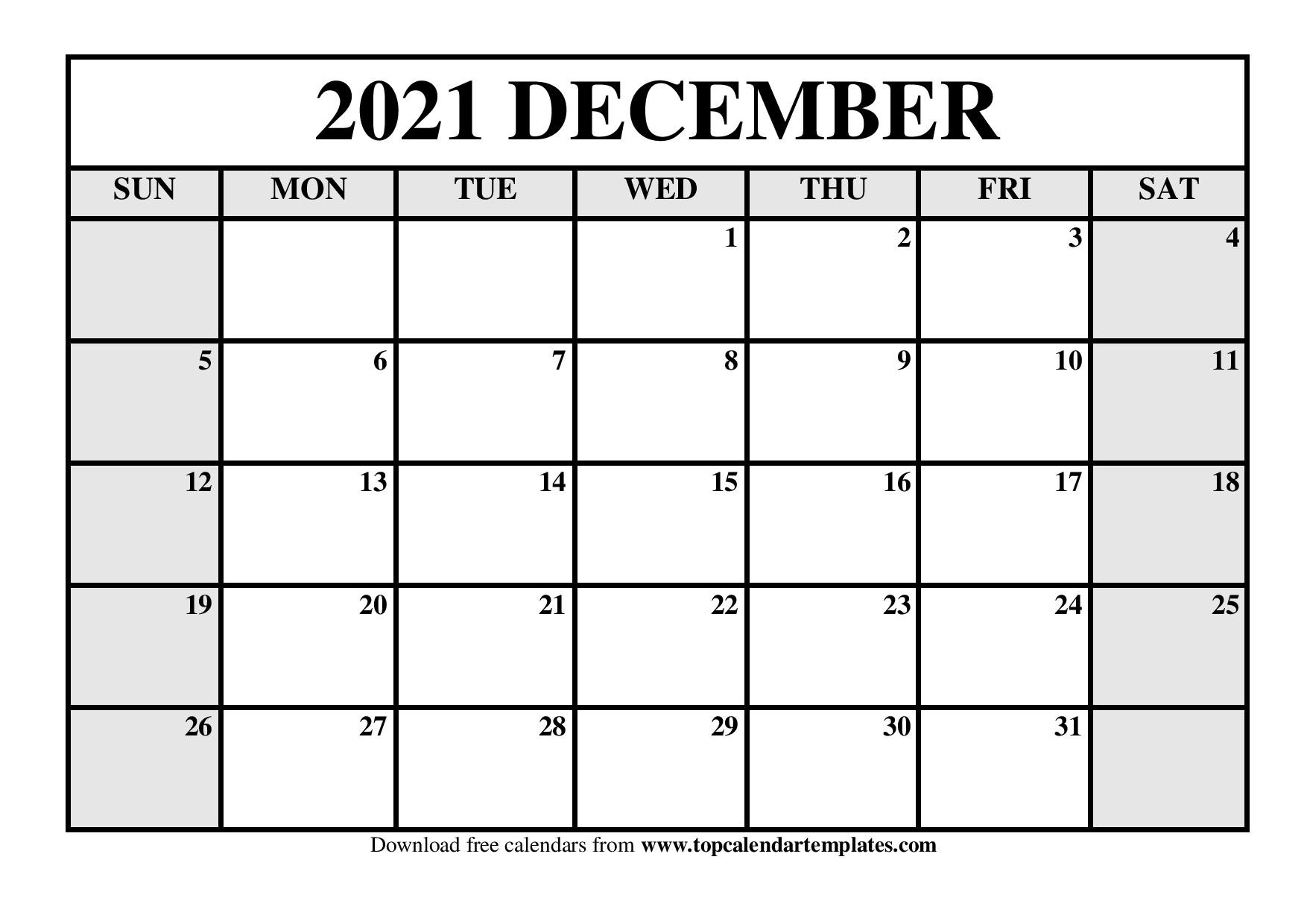 December 2021 Printable Calendar In Pdf Format-Free Printable Dec 2021 Calendar