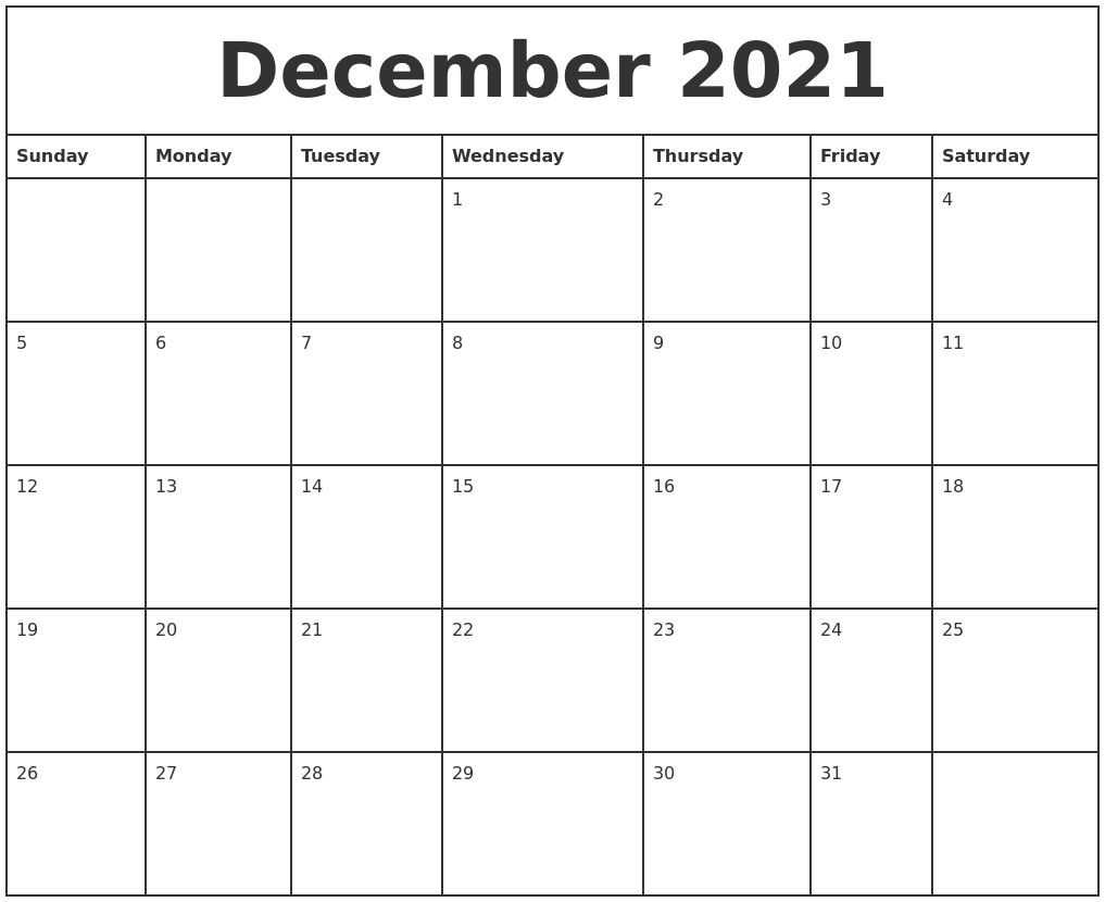 December 2021 Printable Monthly Calendar-December 2021 Calendar Printable On 8X10