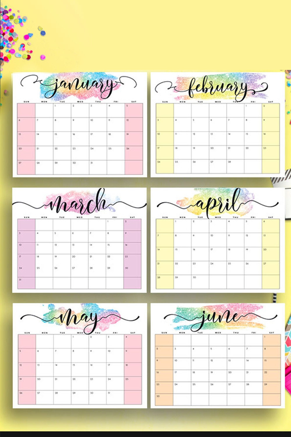 Desk Calendar 2021 Monthly Planner 2020-2021 Printable | Etsy-2021 Printable Monthly 2 Page Planner