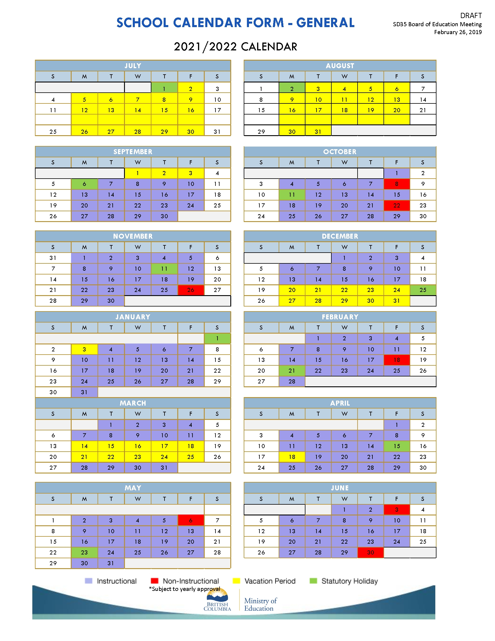 District Calendars 2019 2022 School District No 35 | Qualads-2021 Qld Calender